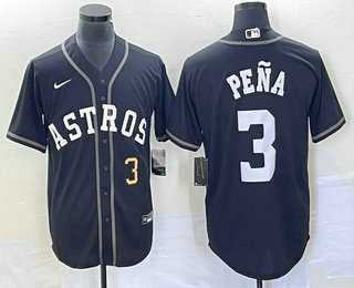 Men%27s Houston Astros #3 Jeremy Pena Number Black Cool Base Stitched Baseball Jersey->houston astros->MLB Jersey
